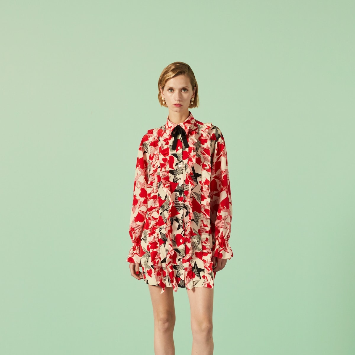 Stars and hearts print cotton shirt - 4