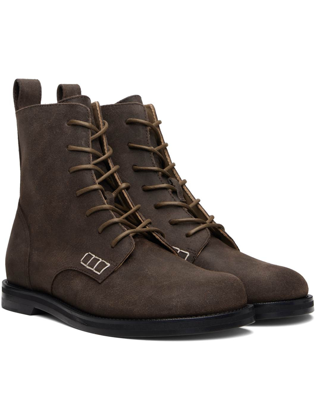 Brown Loafer Lace-Up Boots - 4