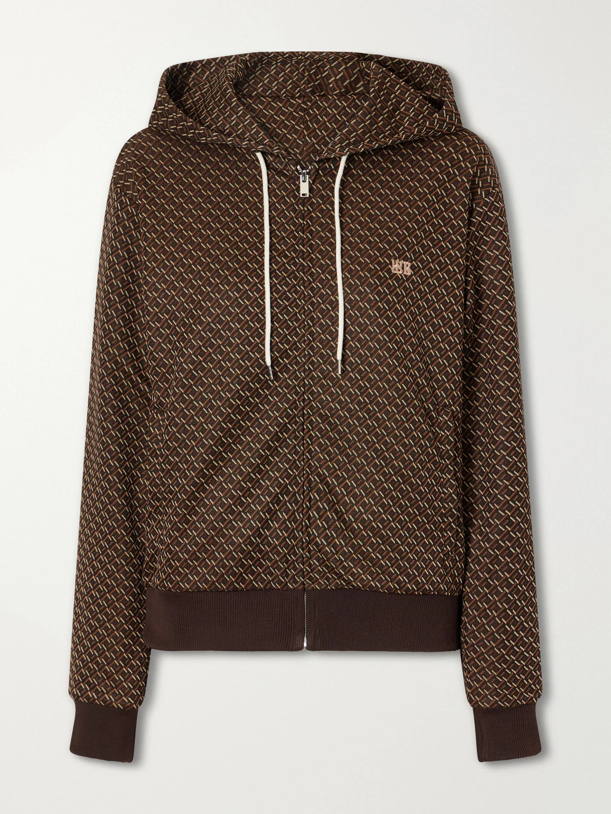 Logo-embroidered Jacquard-knit Zip-up Hoodie - 1