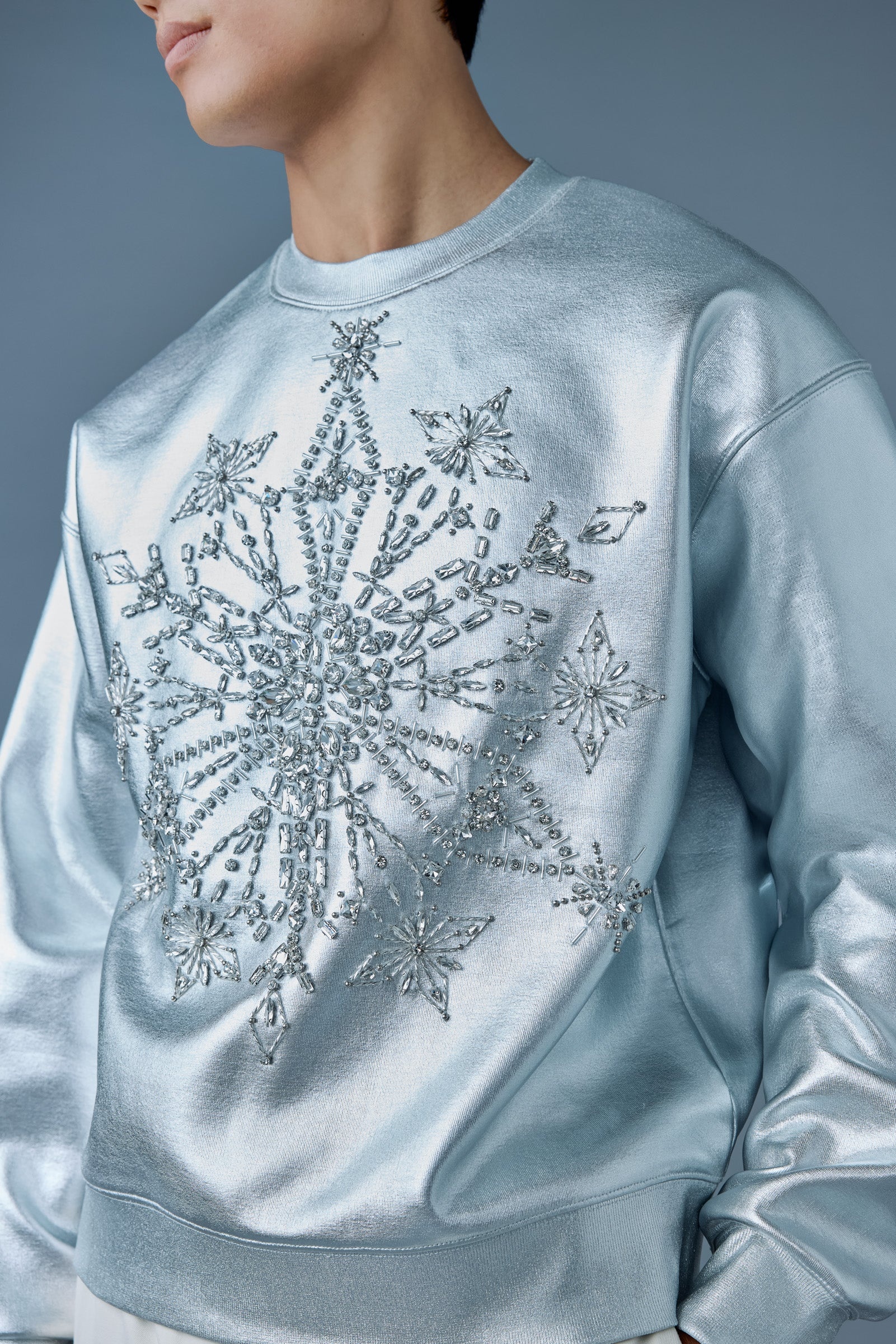 MAZI Snowflake diamante appliqué sweater - 5