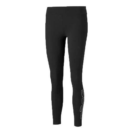 (WMNS) PUMA Holiday Leggings Logo Sports Training gym pants Black 847692-51 - 1