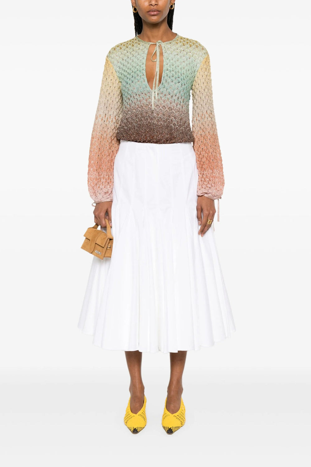 Dégradé Lace Blouse with V-Neck - 2
