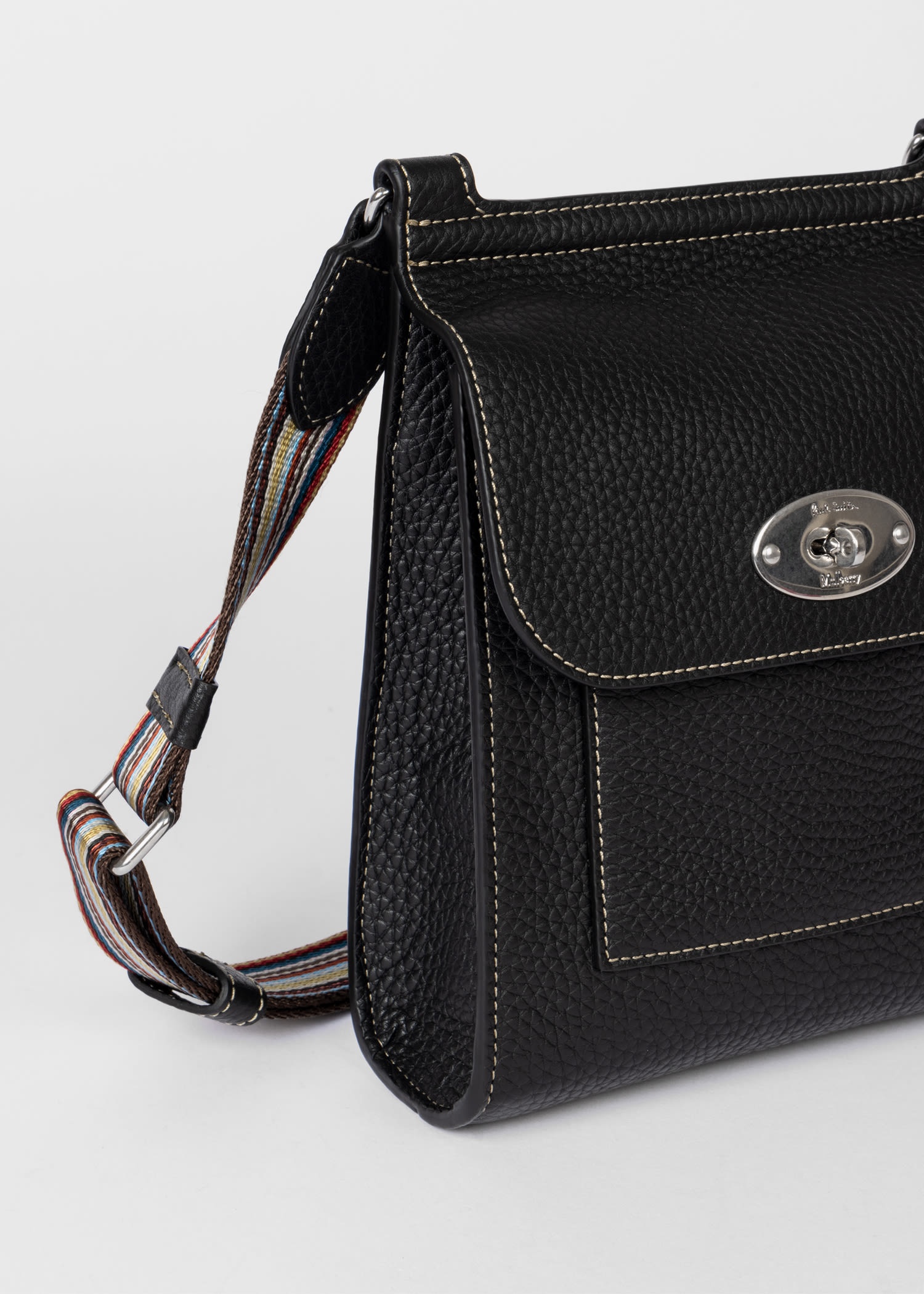 Mulberry x Paul Smith Mini Antony, Black Heavy Grain, Women