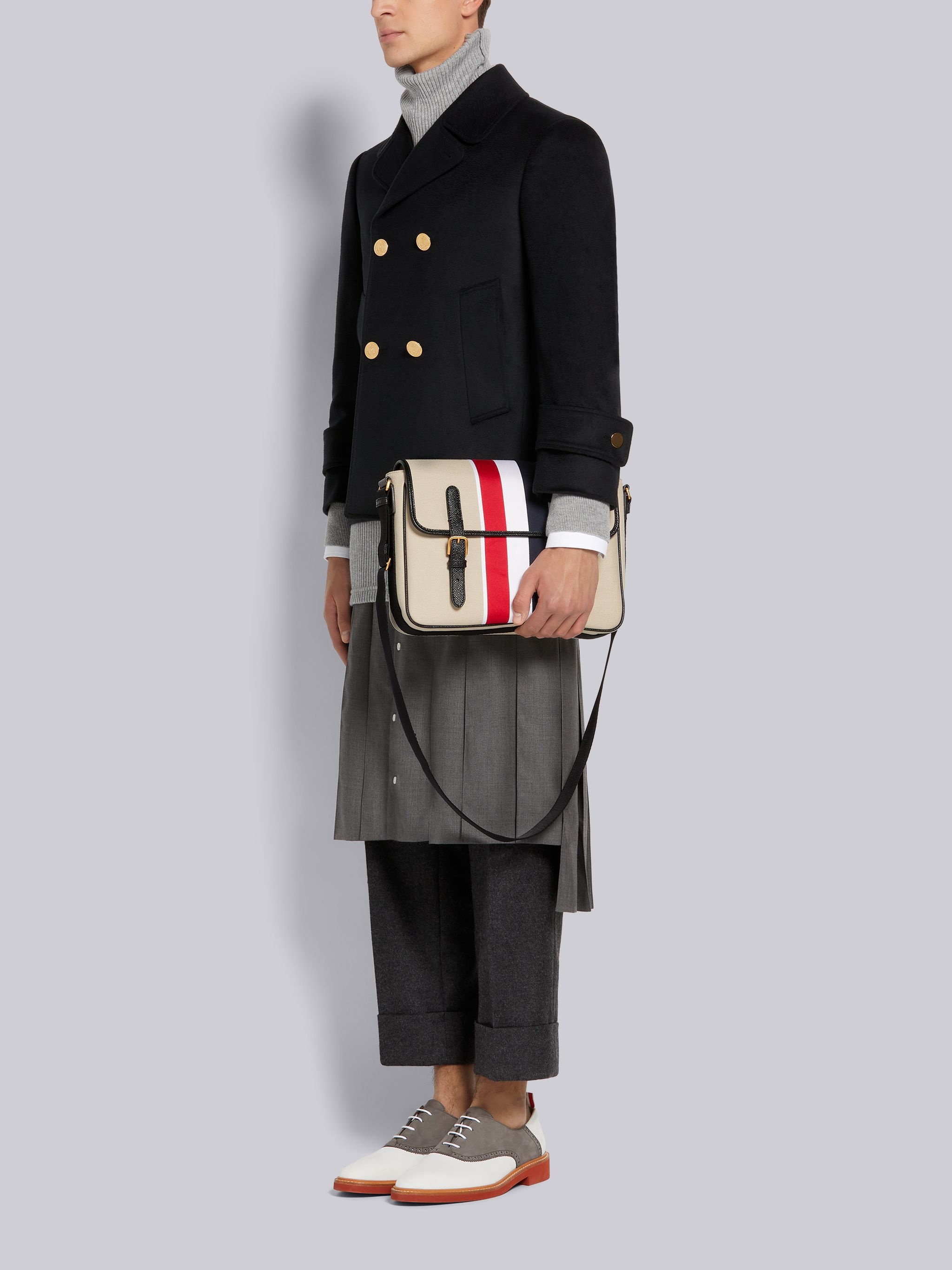 Khaki Canvas Jacquard Stripe Hunting Messenger Bag 6