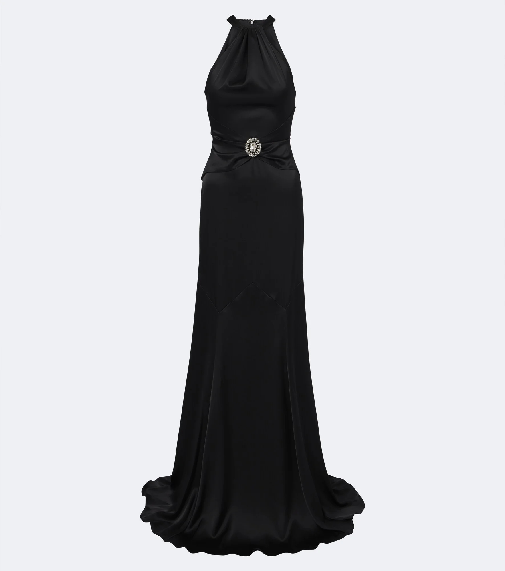 Embellished halterneck satin gown - 1