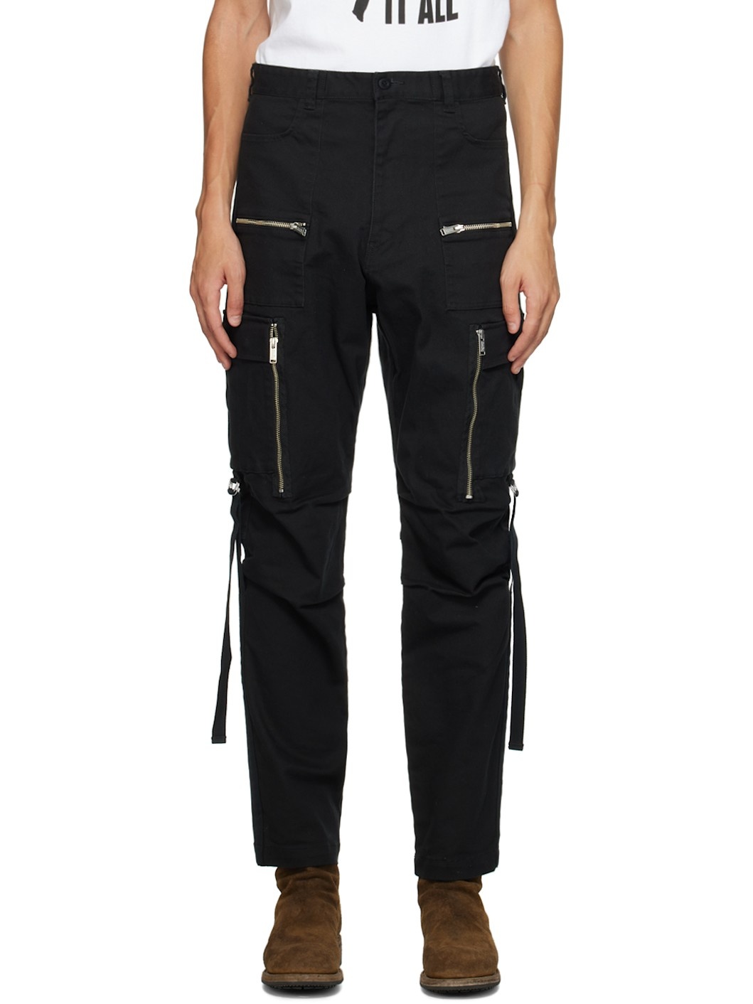 Black Zip Cargo Pants - 1