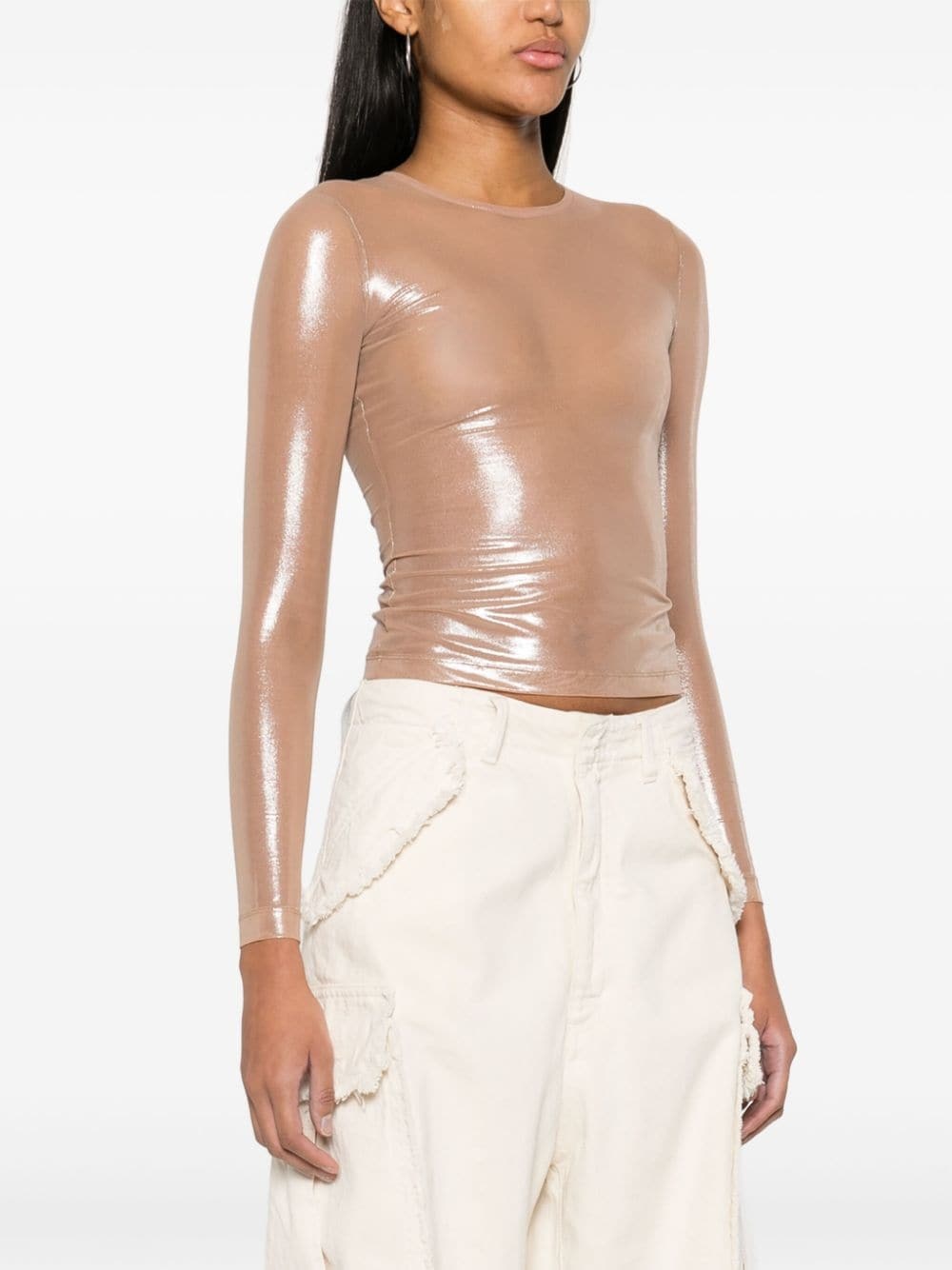 T-Clau-M1 semi-sheer top - 3