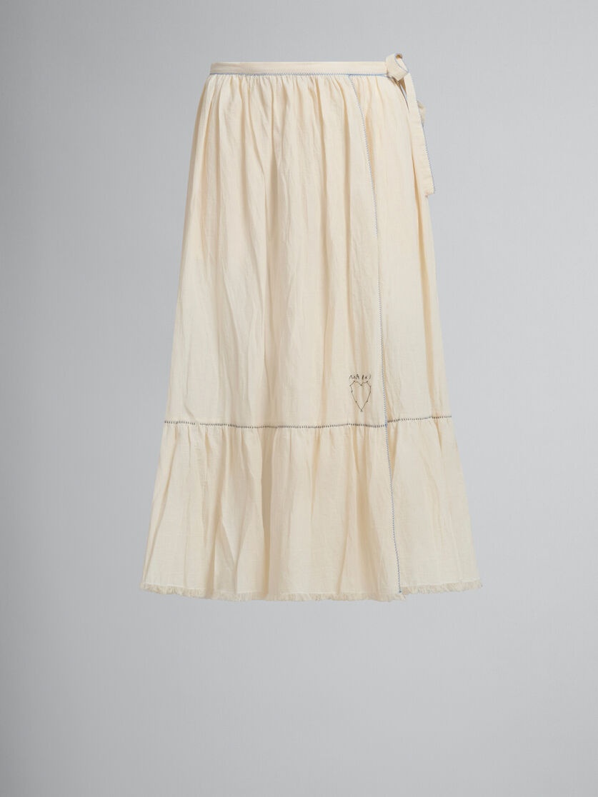 LIGHT BEIGE ORGANIC CHEESECLOTH SKIRT WITH FLOUNCE - 2