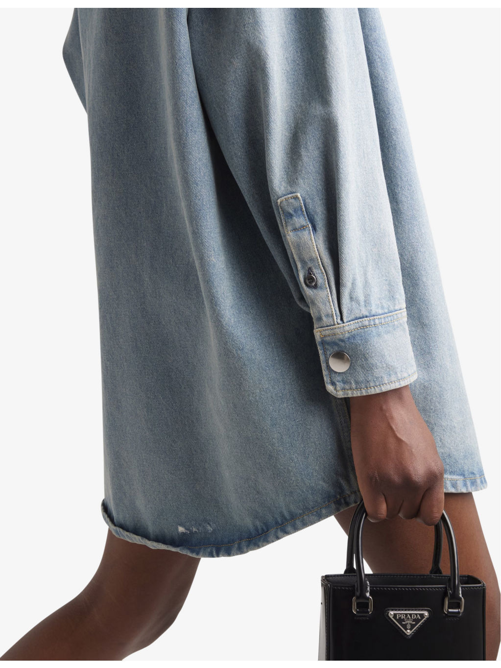 Oversized logo-plaque organic-cotton denim shirt - 5