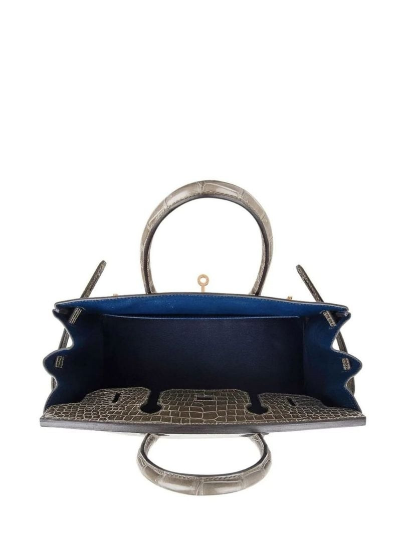 Hermes Birkin HSS 30 Bag Gris Tourterelle / Blue Sapphire Porosus Crocodile 4