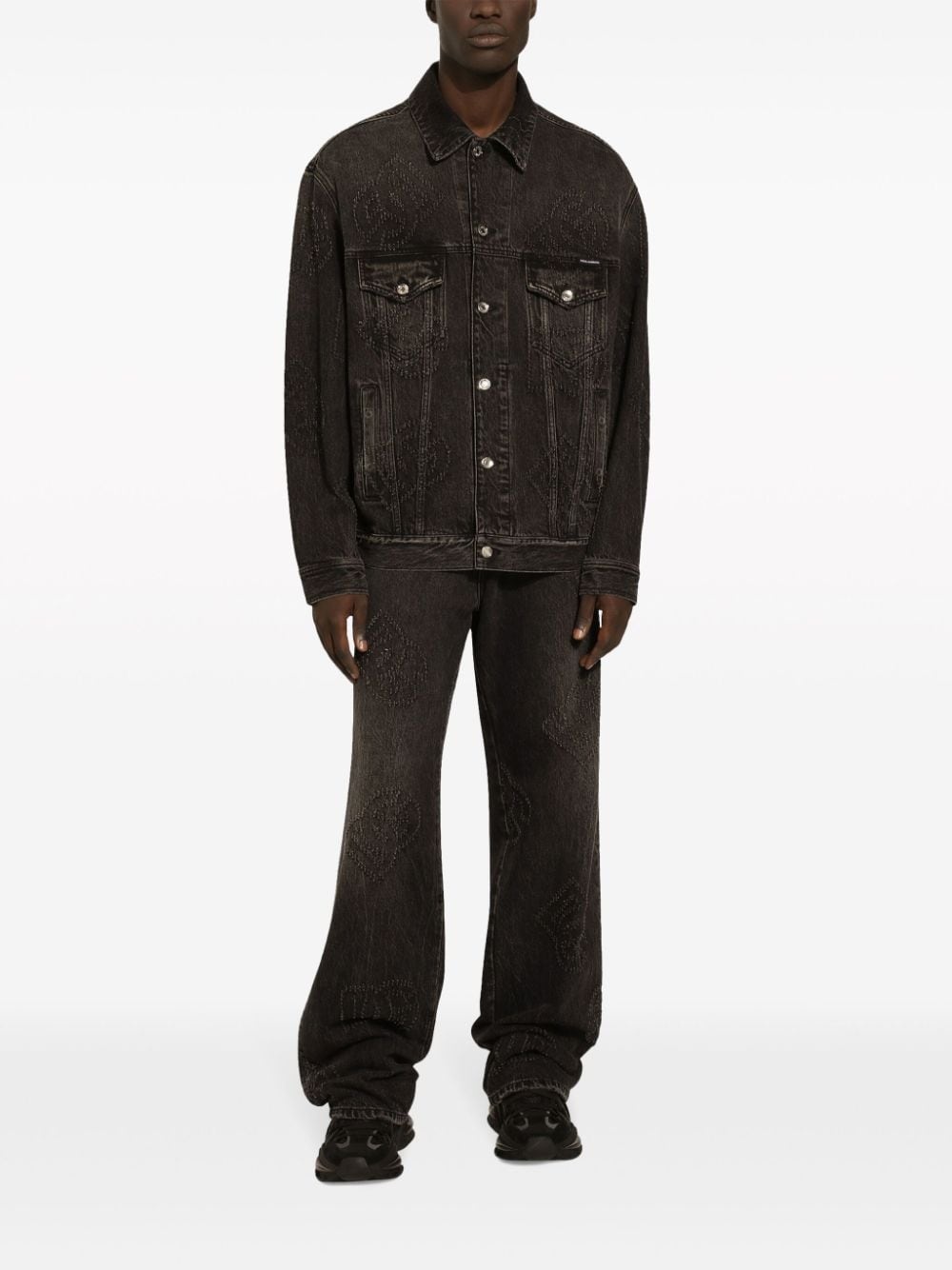 logo-embroidered straight-leg jeans - 3