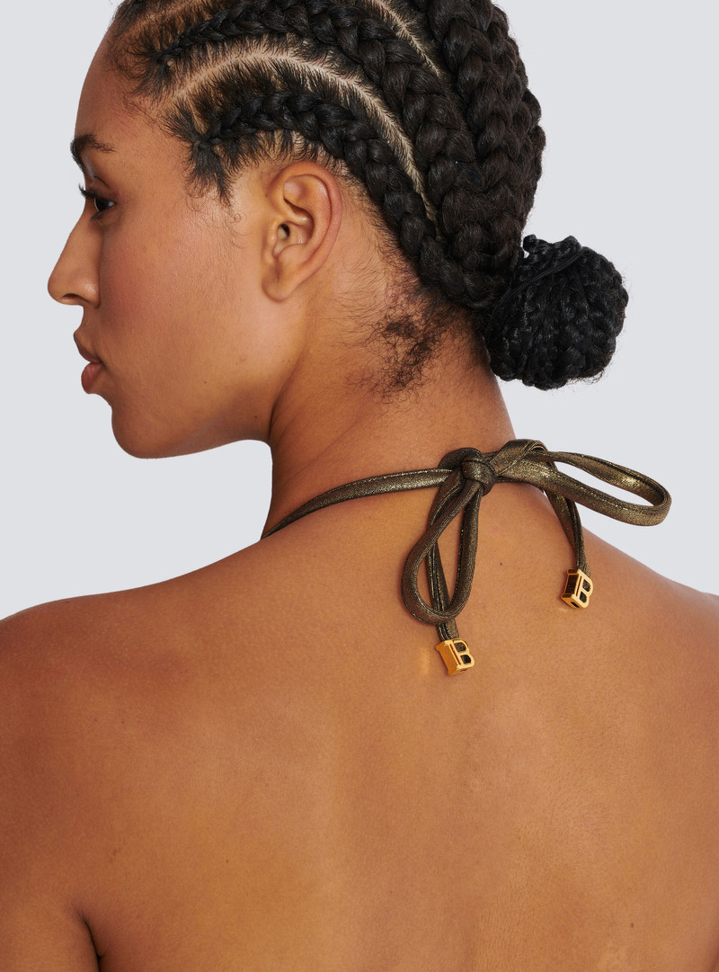 Metallic triangle bikini 8