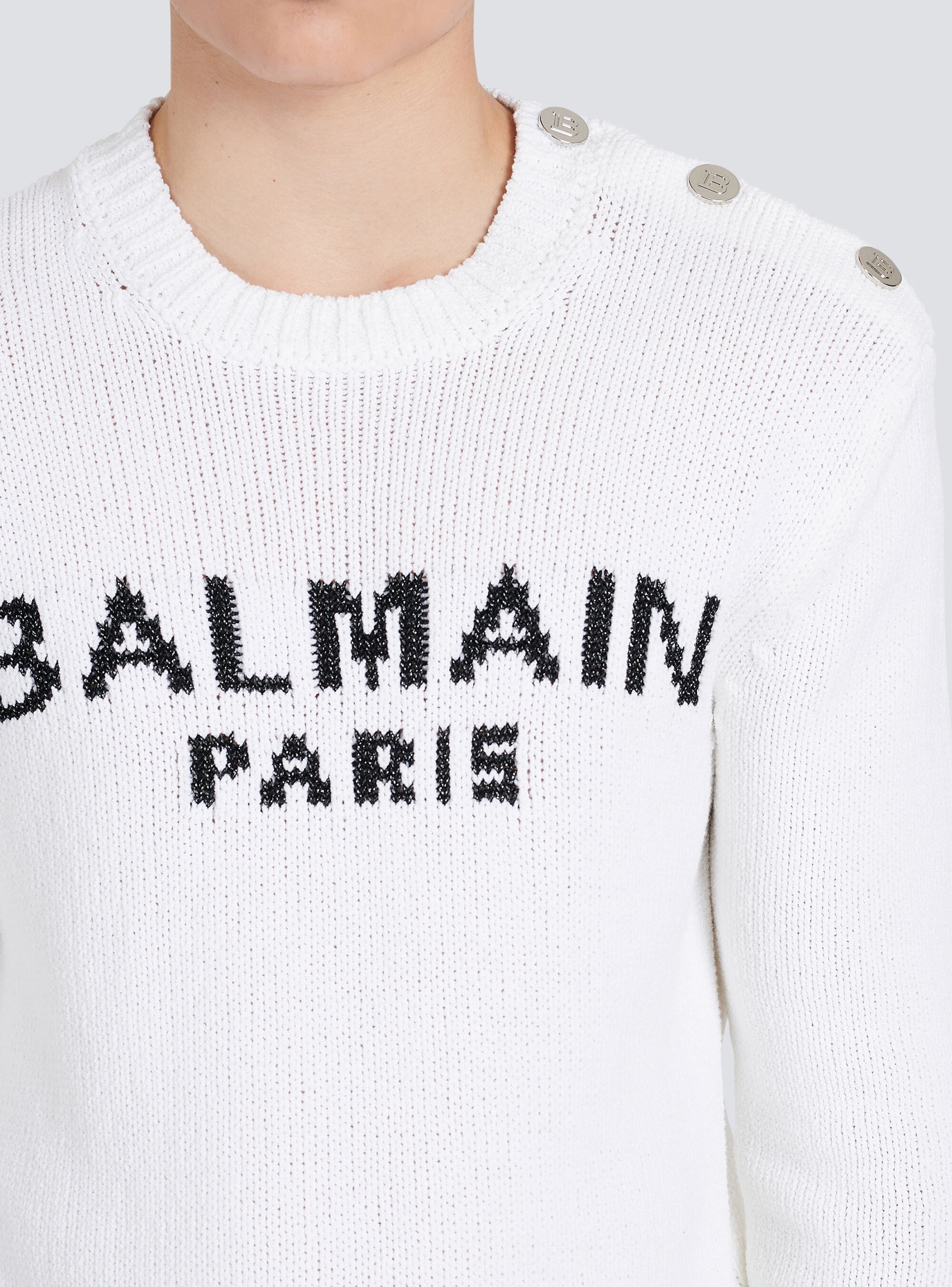 Cotton sweater with embroidered Balmain Paris logo - 9