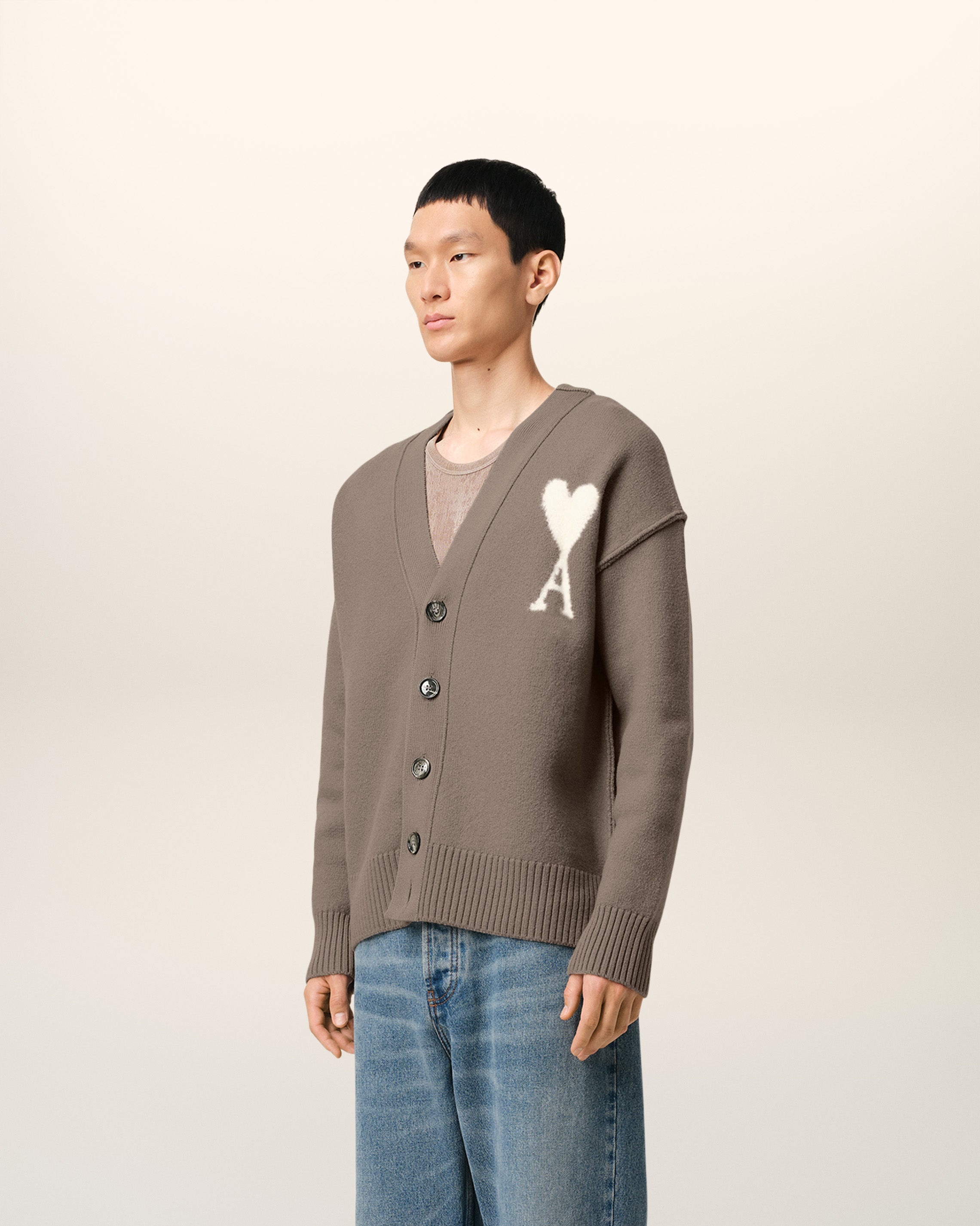 TAUPE WOOL AMI DE COEUR CARDIGAN - 6