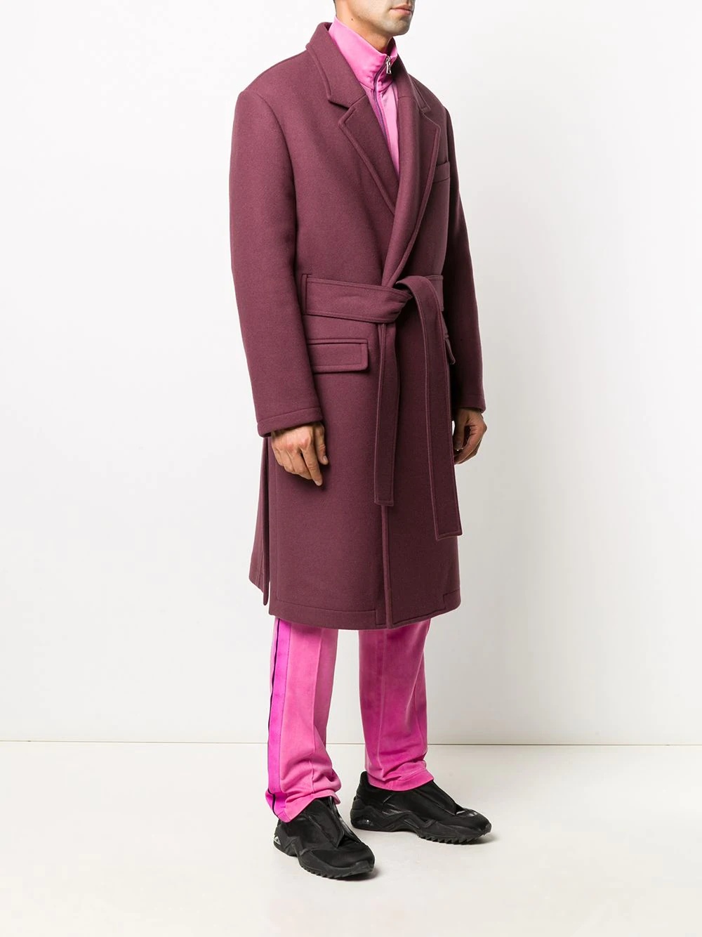 belted single-breasted coat - 4