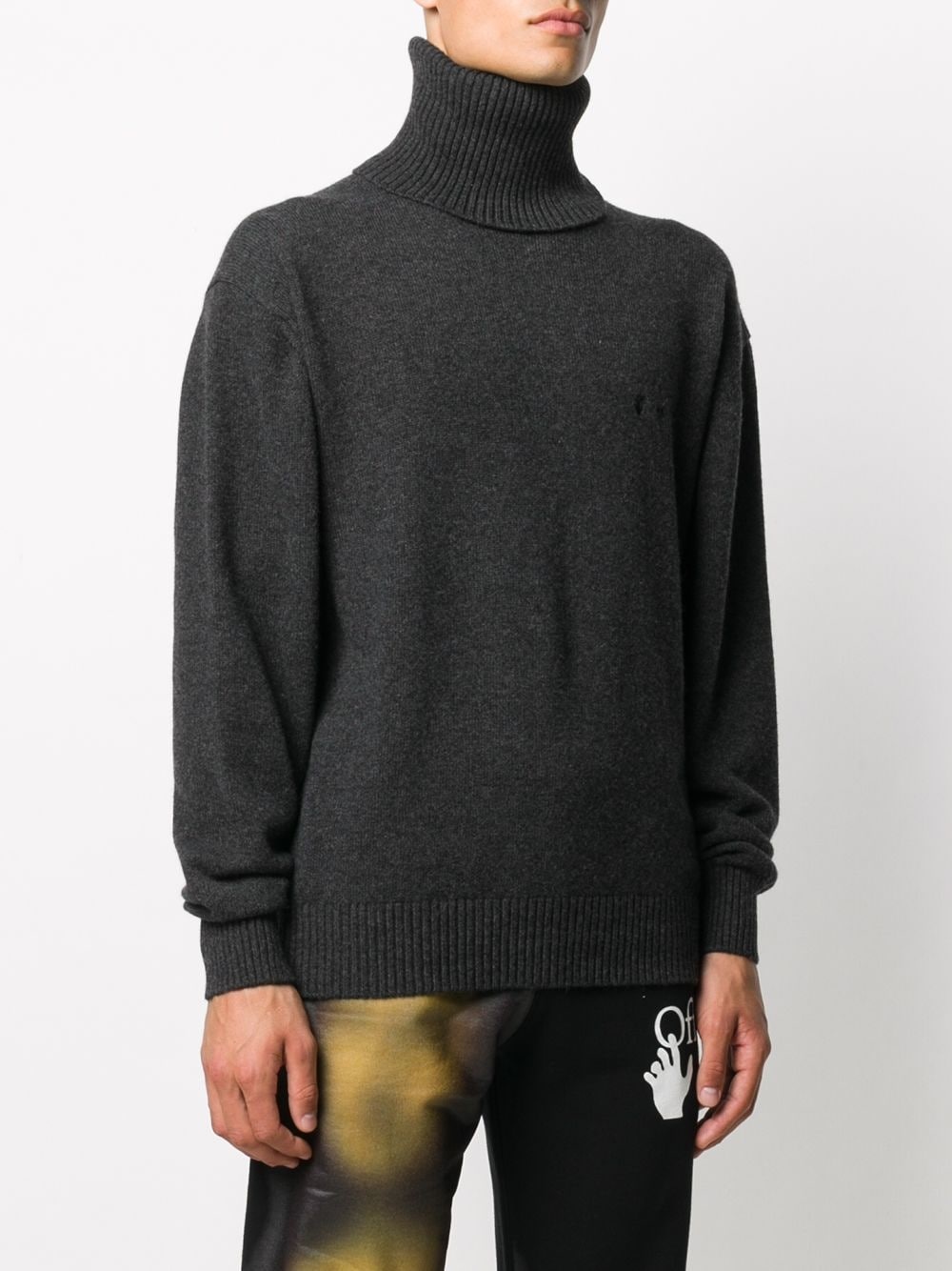 embroidered logo cashmere turtleneck - 3