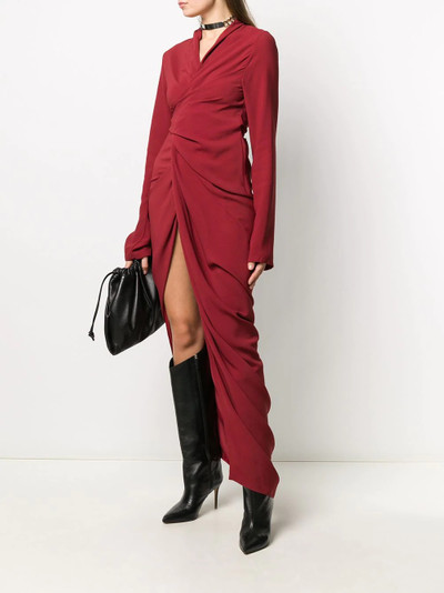 Rick Owens draped wrap-effect crepe dress outlook