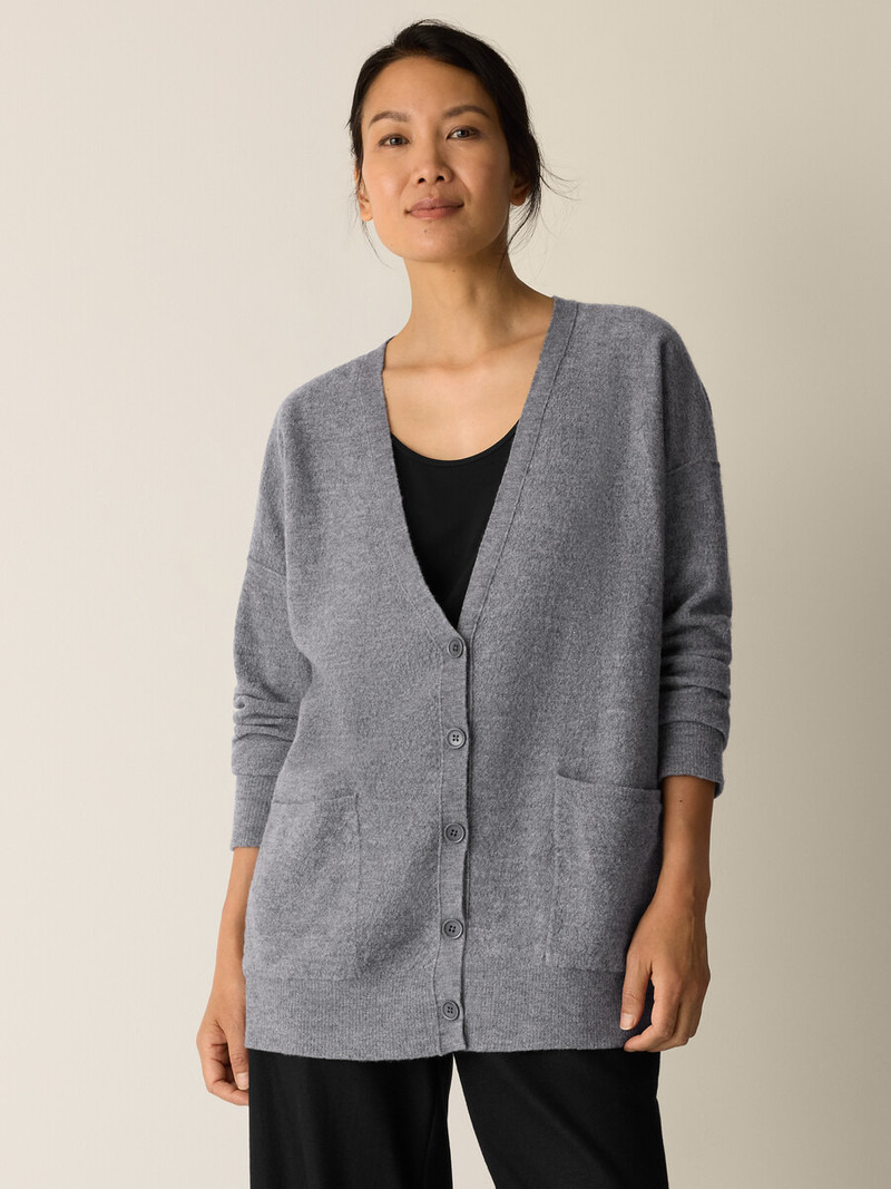 EILEEN FISHER Fine Felted Wool Long Cardigan in Regenerative Wool outlook