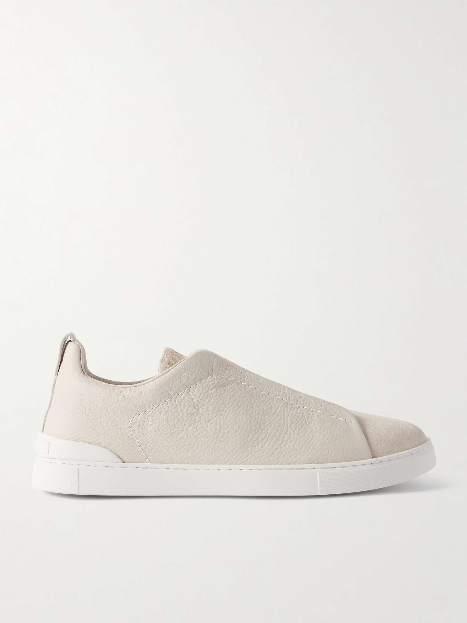 Triple Stitch Full-Grain Leather and Suede Sneakers - 1