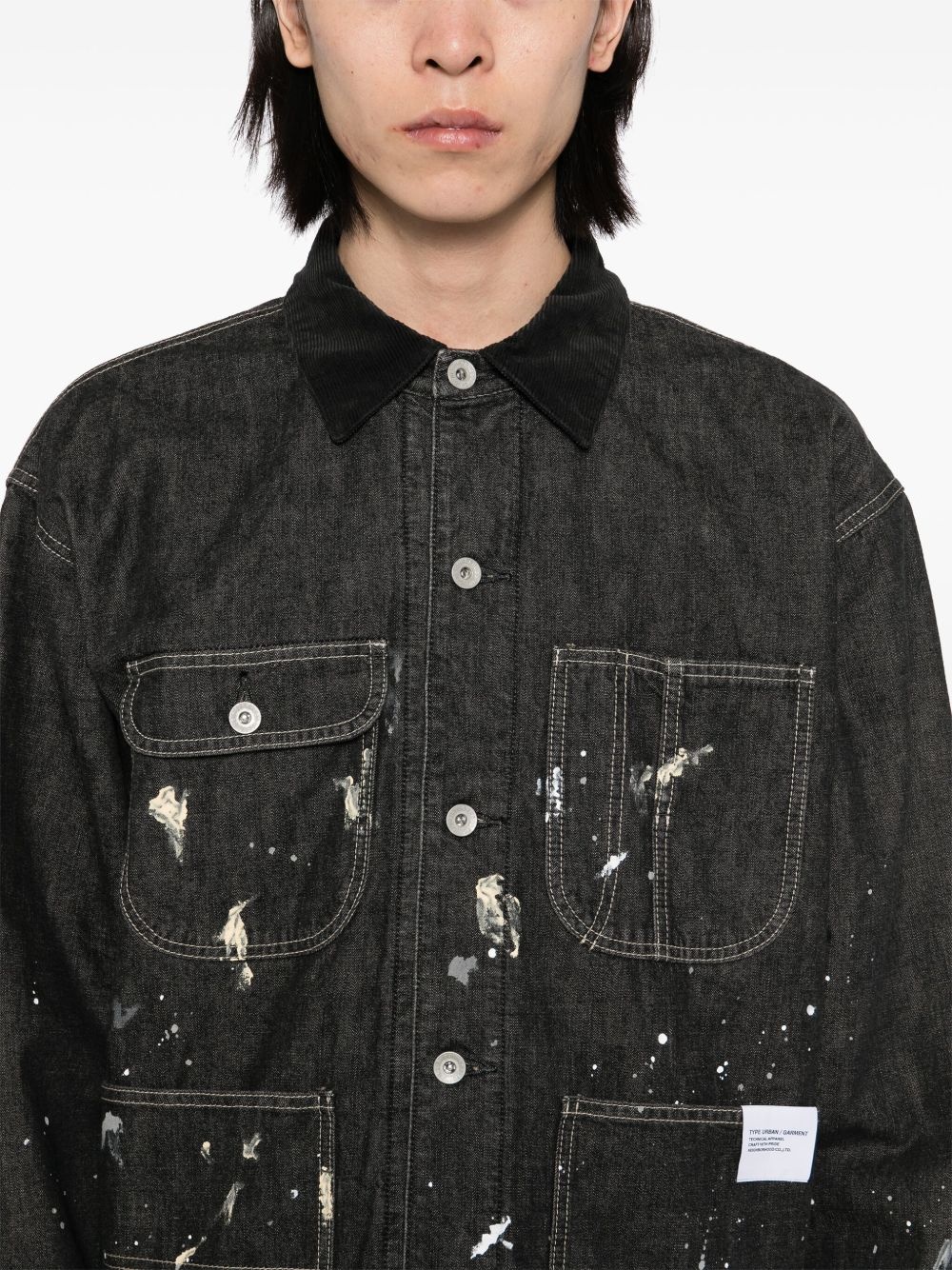 corduroy-collar washed-coverall jacket - 5