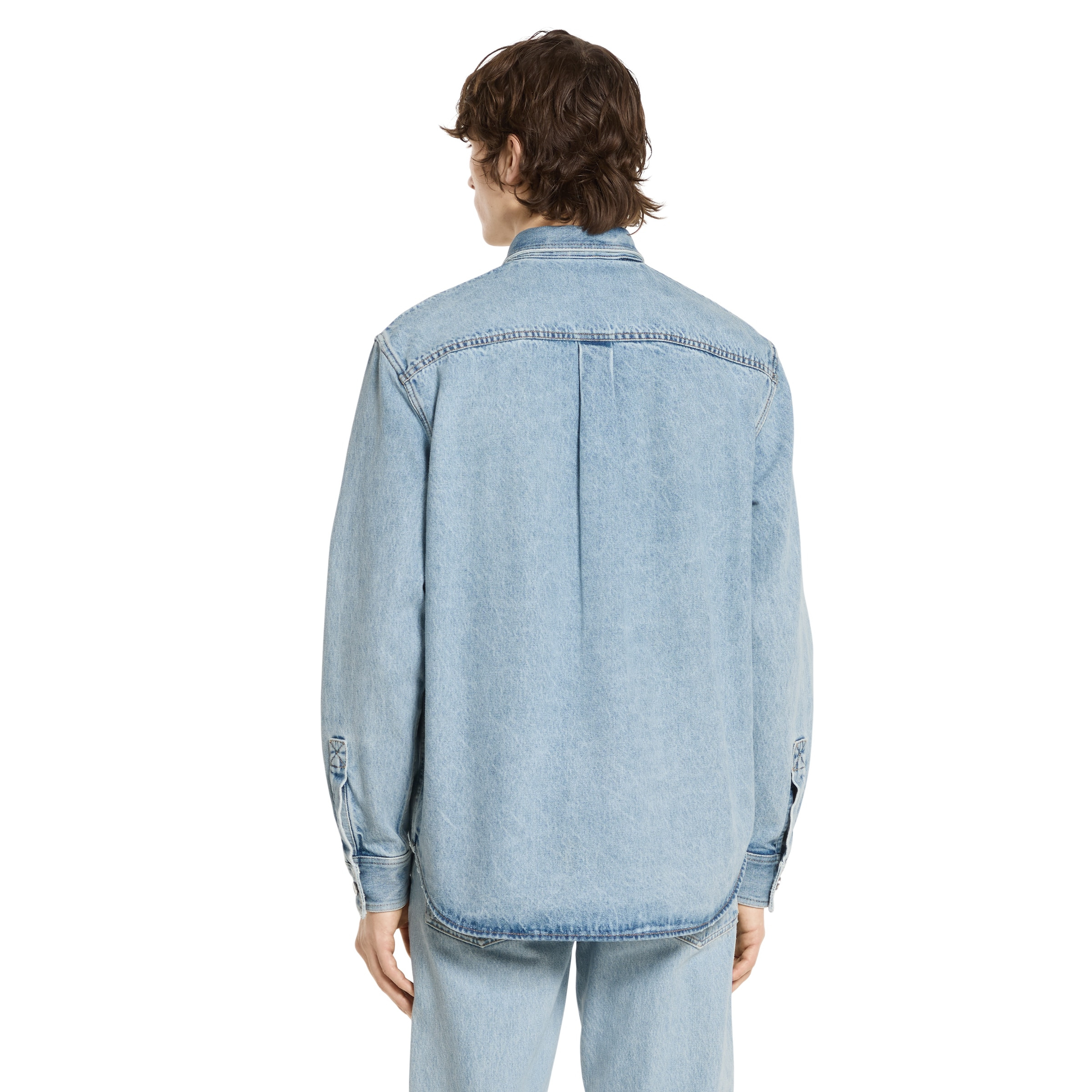 Washed denim shirt with GG insert - 4