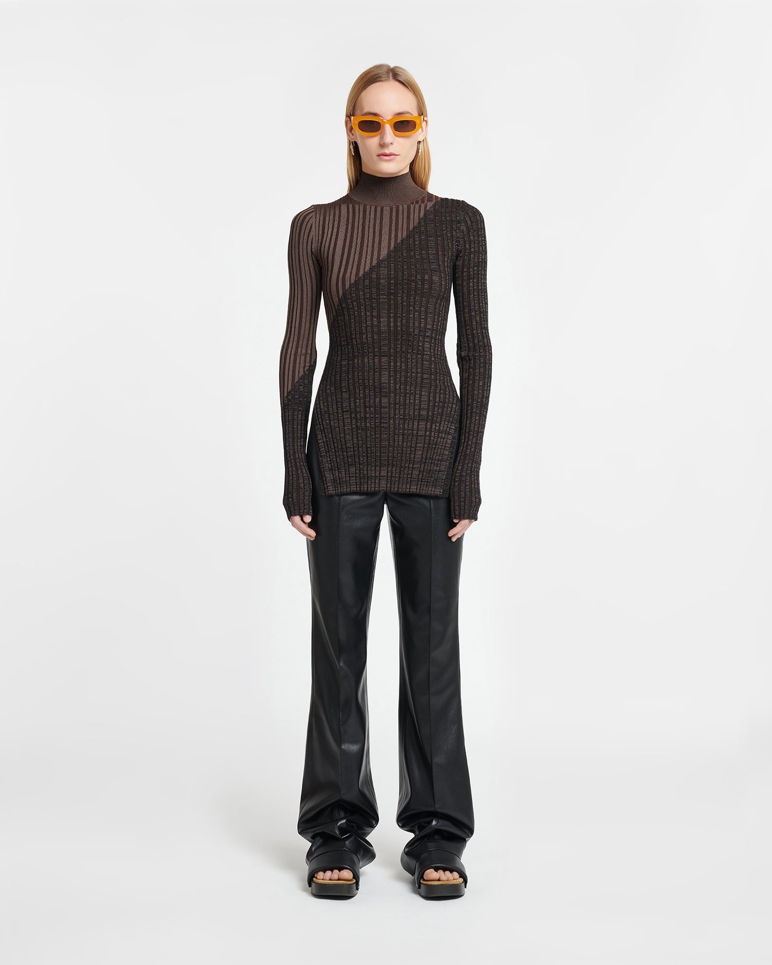Ribbed Merino Wool Turtleneck Top - 2