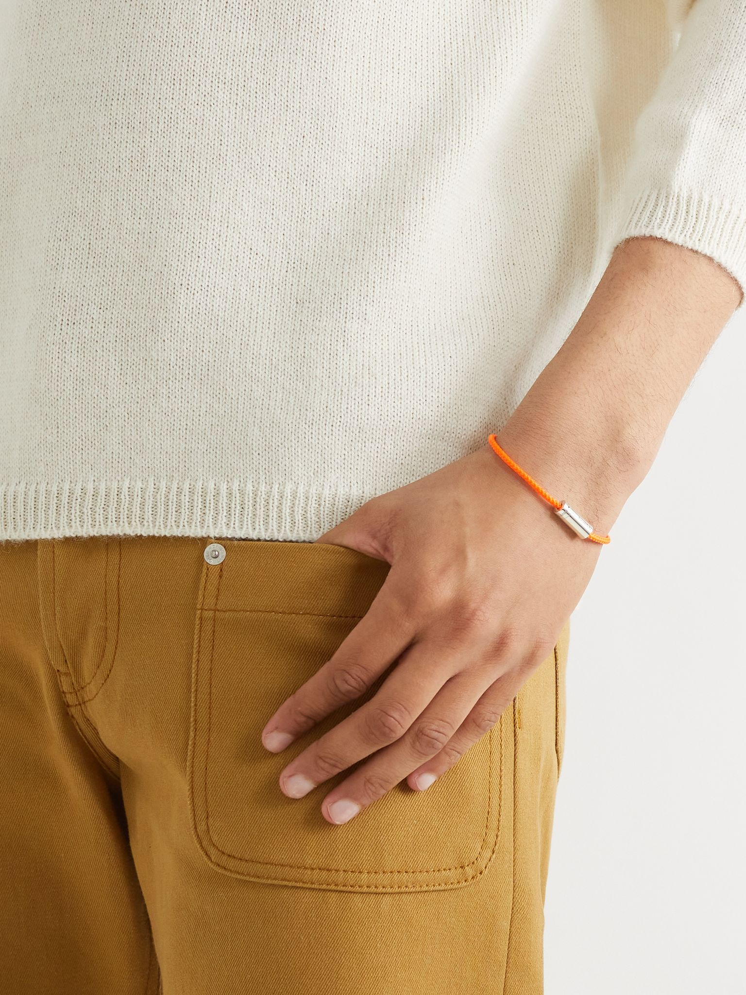 5g Braided Cord and Sterling Silver Bracelet Orange - 2