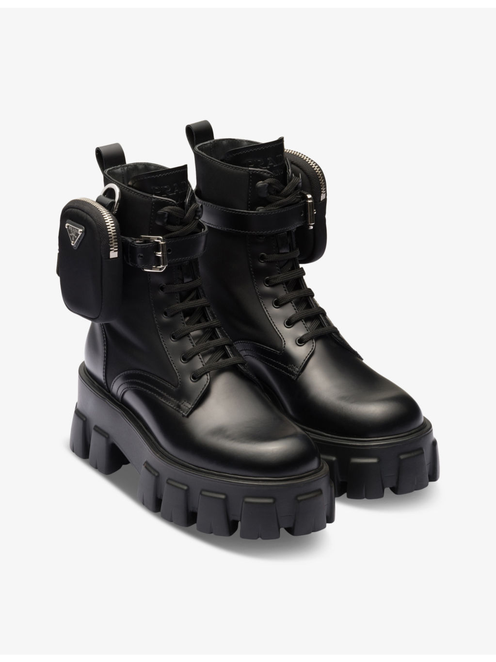 Monolith pouch-embellished platform-sole leather boots - 4