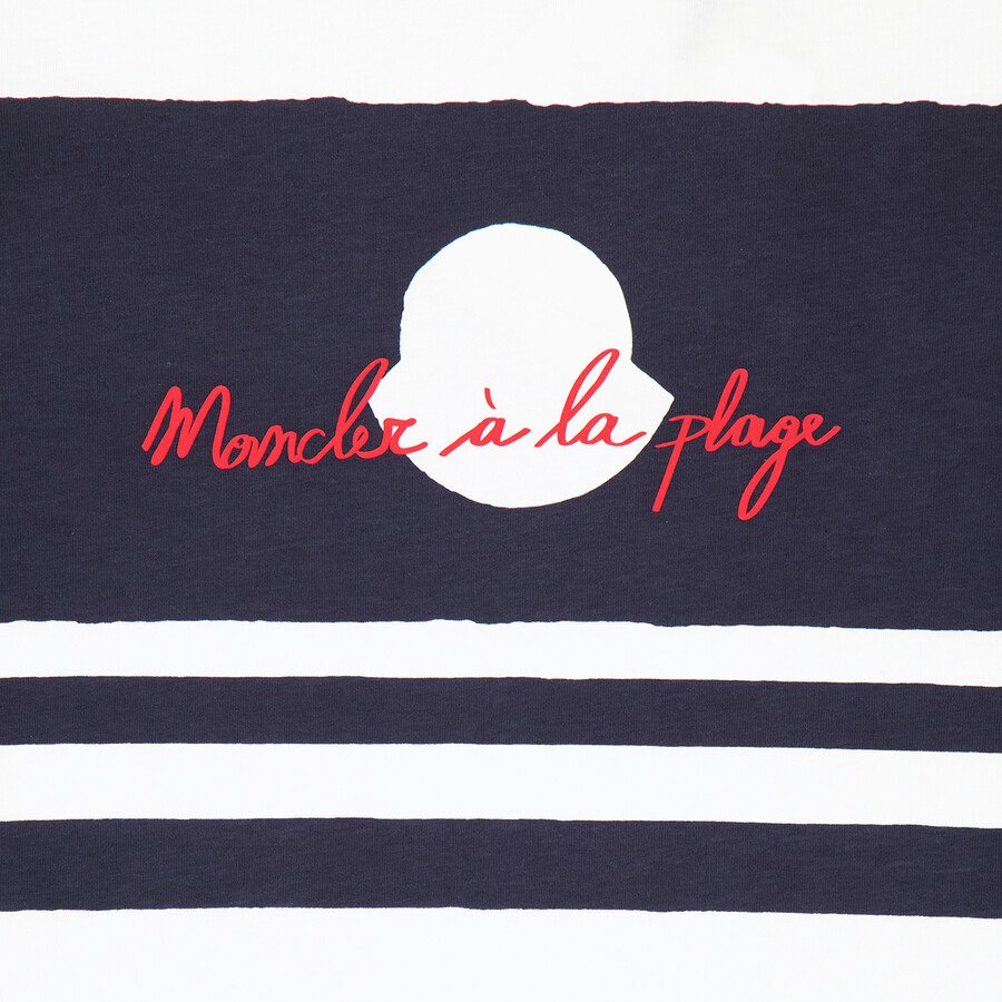 Moncler Logo-Print Striped Cotton T-Shirt, Size X-Small - 2