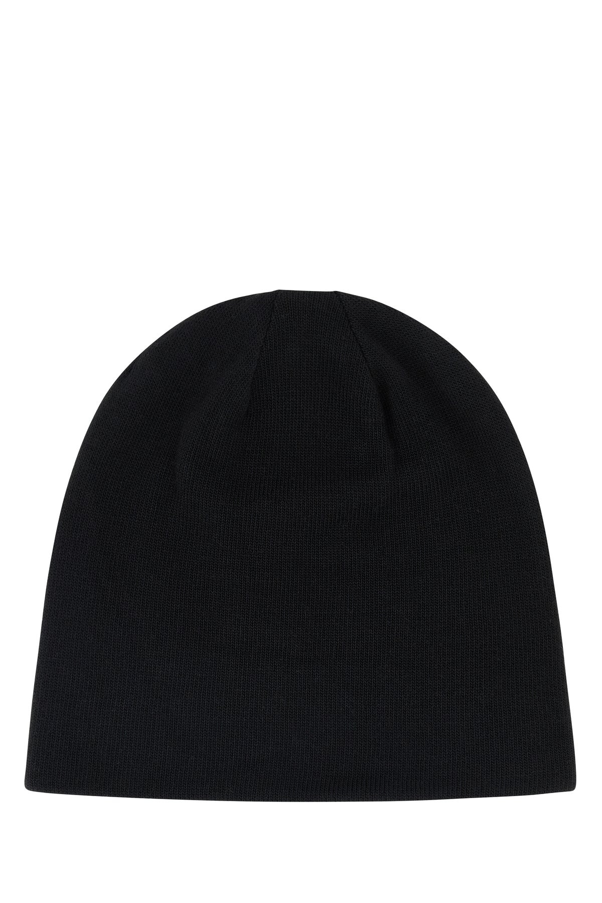 Black stretch polyester blend beanie hat - 2