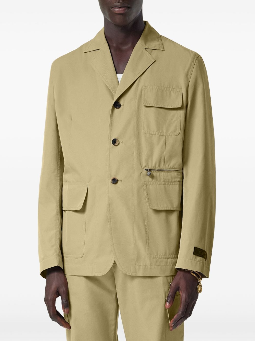 flap-pocket cotton blazer - 3