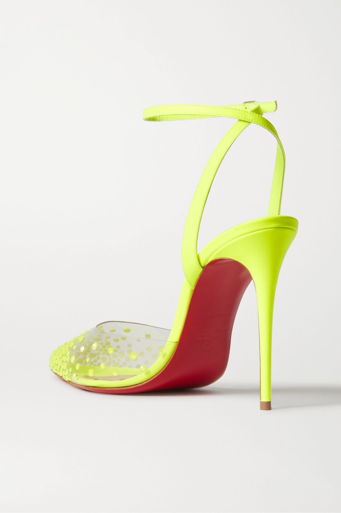 Spikaqueen 100 neon crystal-embellished PVC and leather pumps - 4