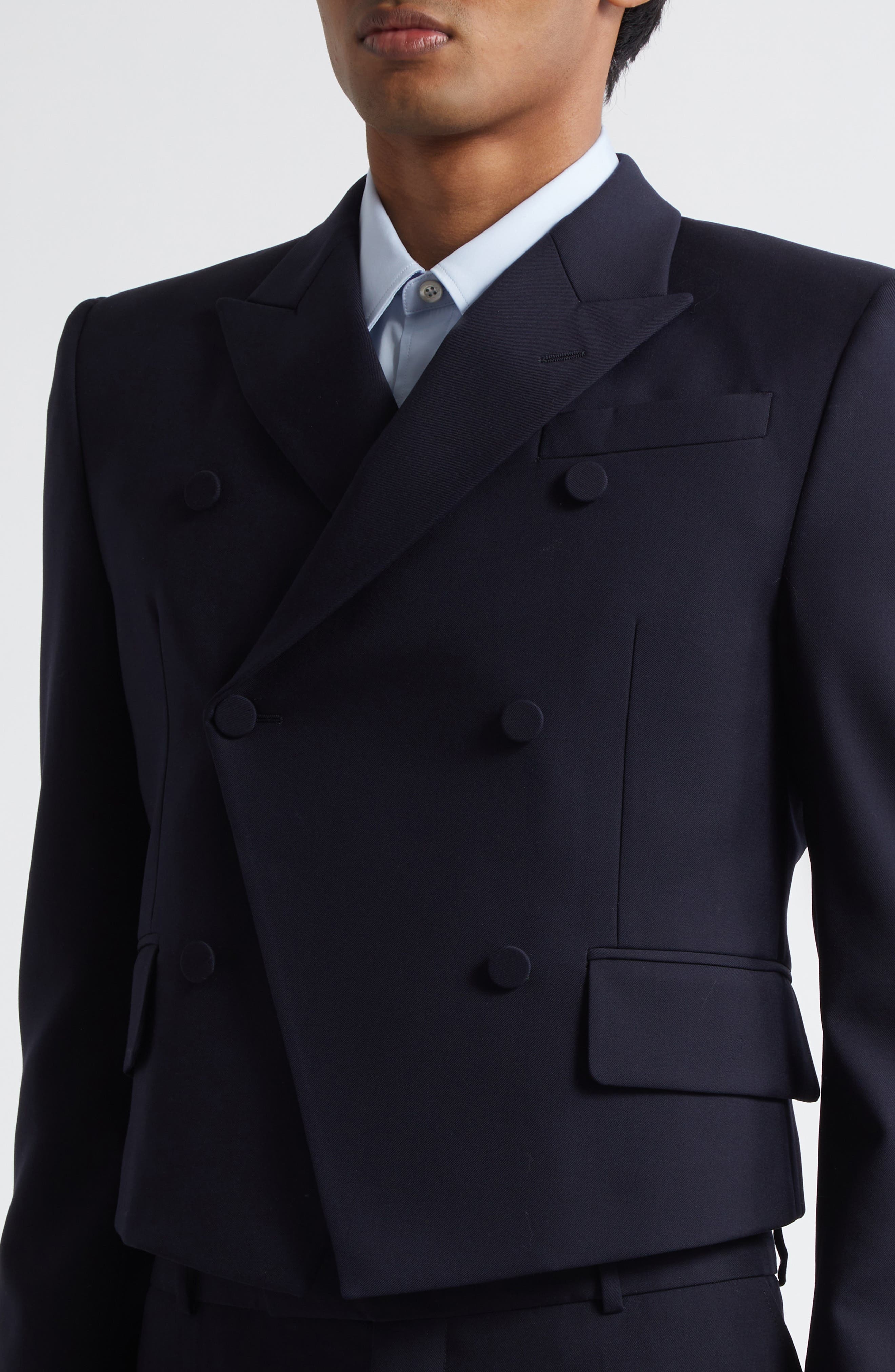 McQueen Shrunken Wool Blazer in Navy at Nordstrom - 5