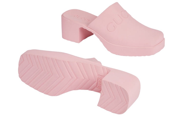 (WMNS) Gucci Logo Rubber Mule 'Pink' 725899-J8700-5815 - 5
