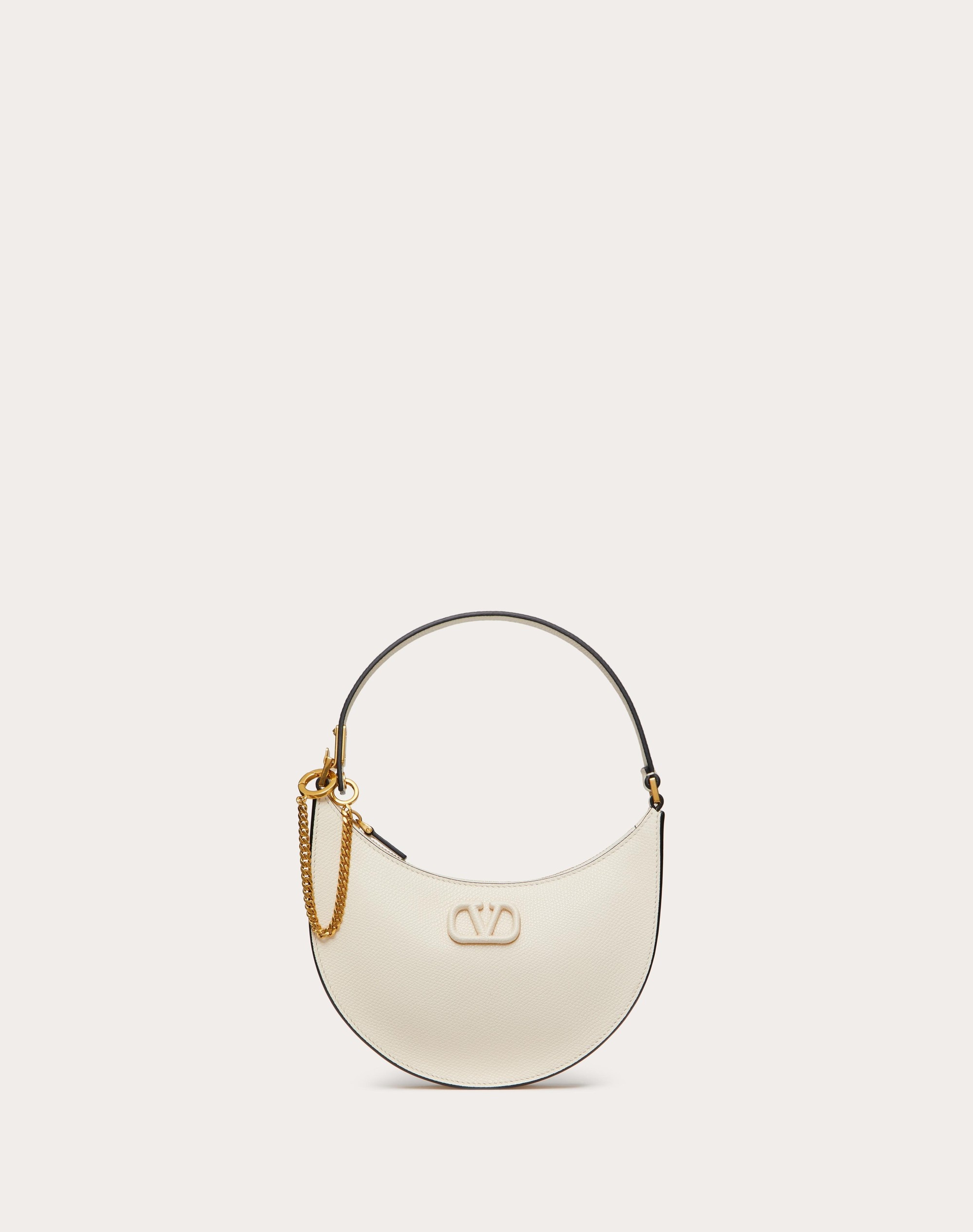 MINI VLOGO SIGNATURE GRAINY CALFSKIN HOBO BAG - 1