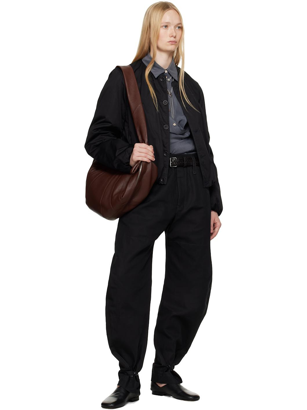 Black Leather Slippers - 5