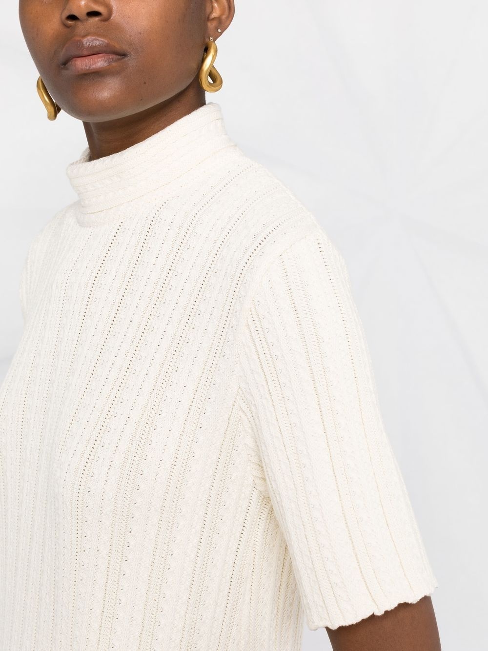 short-sleeve ribbed-knit dress - 5