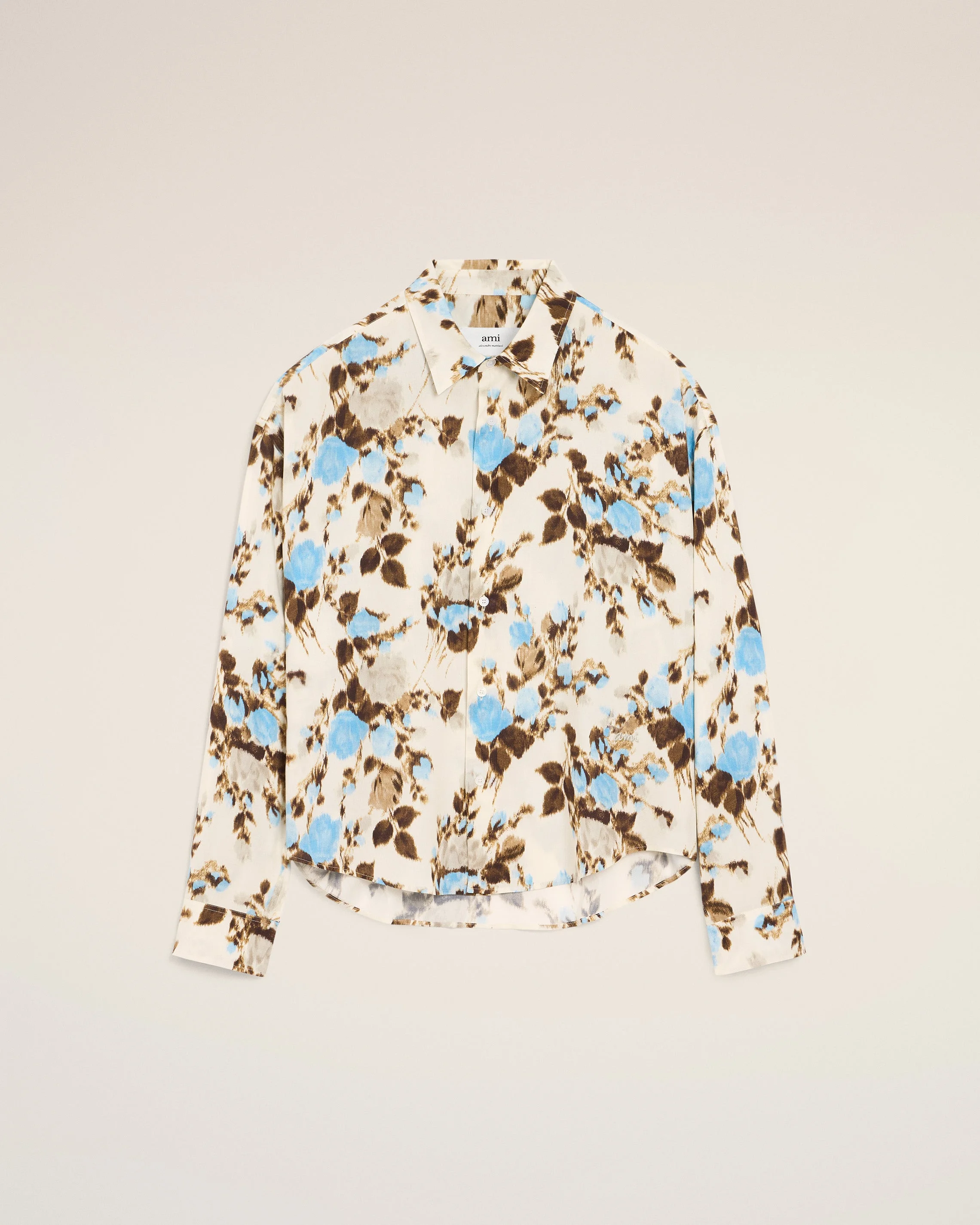 BLUE FLOWER PRINTED BOXY SHIRT - 1