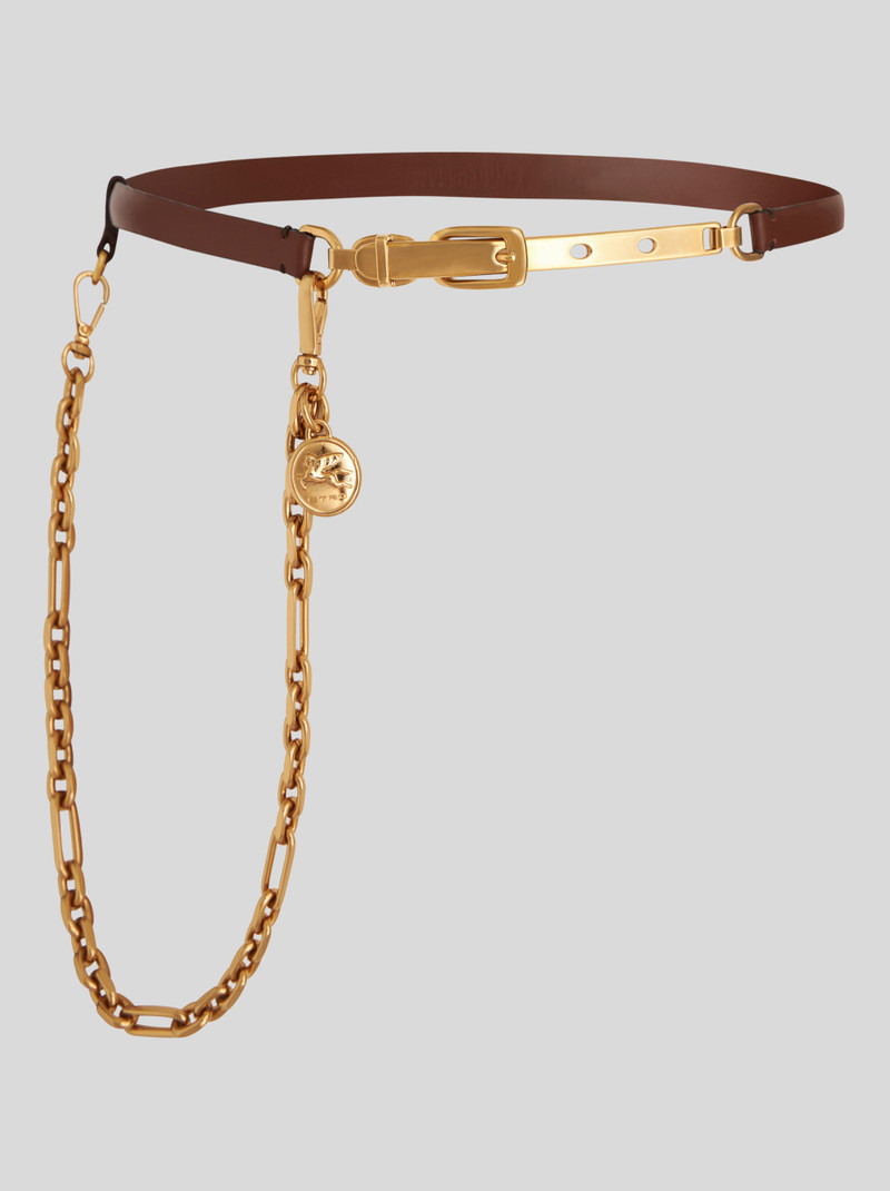 LEATHER BELT WITH CHAIN AND MEDALLION 1