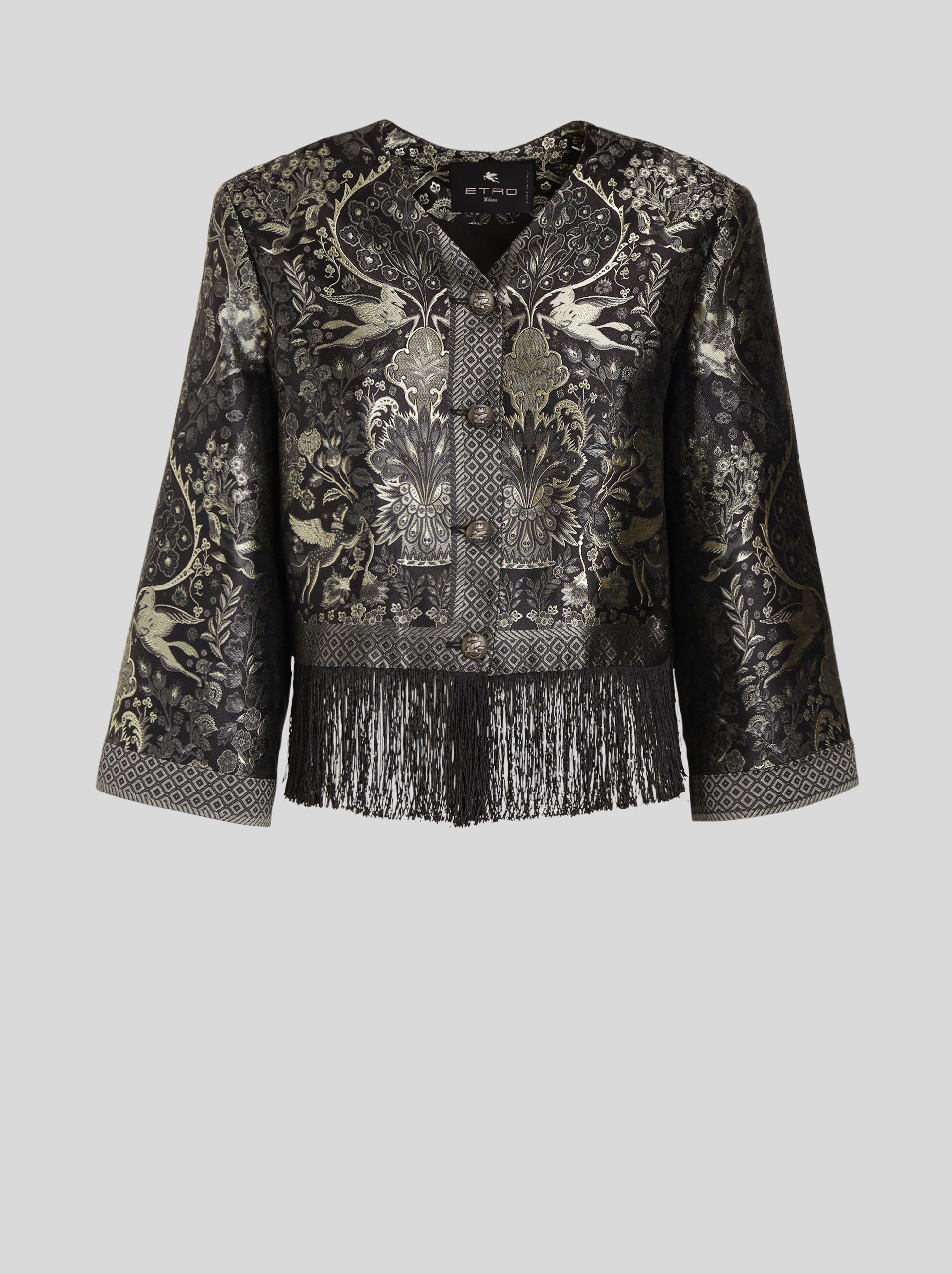 MINI JACQUARD JACKET WITH FRINGE - 1