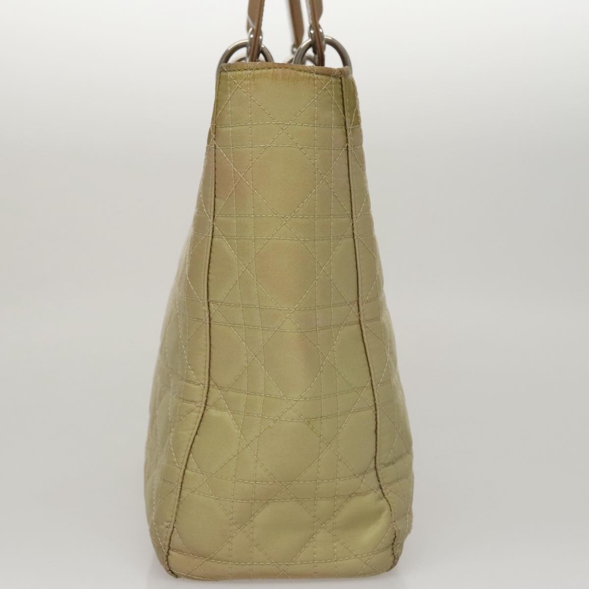 DIOR Canage Hand Bag Nylon Beige Silver - 4