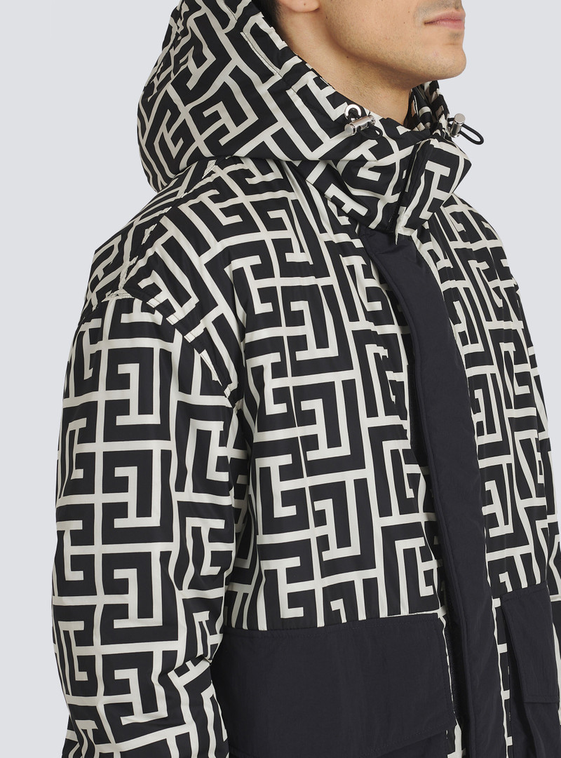Hooded nylon jacket with maxi Balmain monogram 8