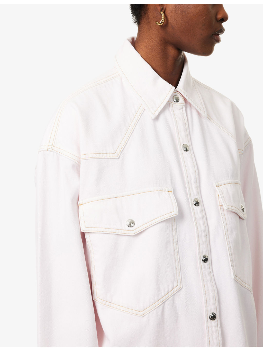 Lotta Garment-Dyed Wash Relaxed Denim Shirt - 5