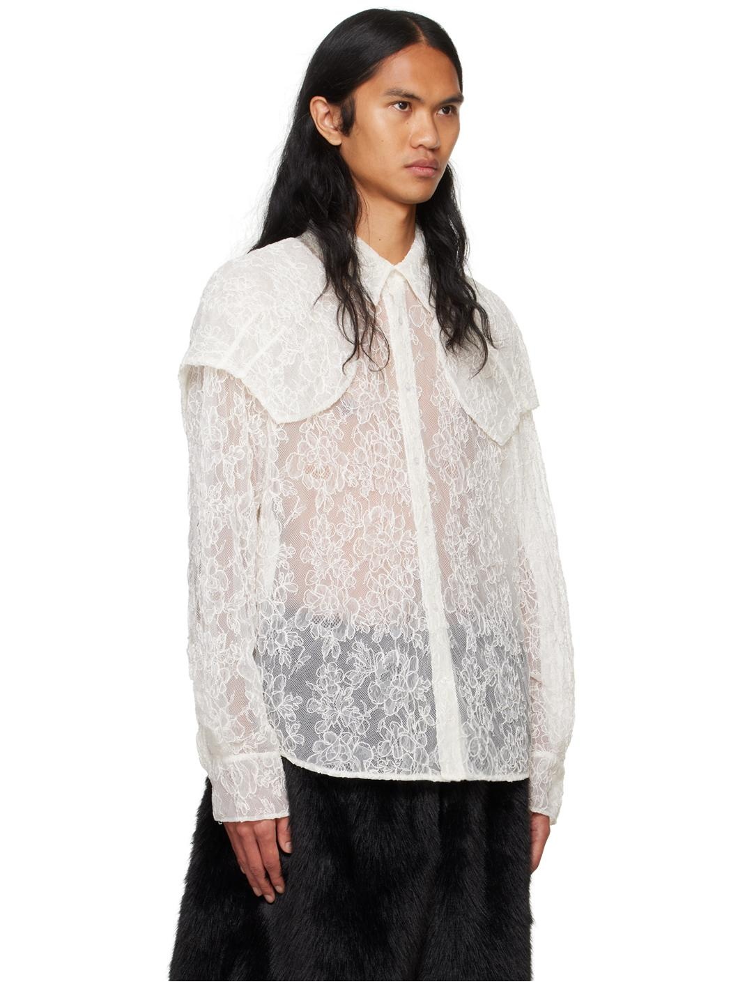 Off-White Sheer Classic Fit Caps Shirt - 2