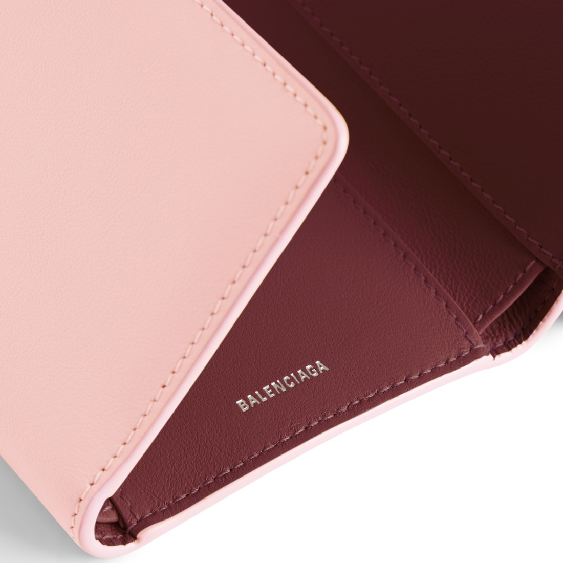 Women's Japan Exclusive - Envelope Mini Wallet in Suede Pink/dark Burgundy - 5