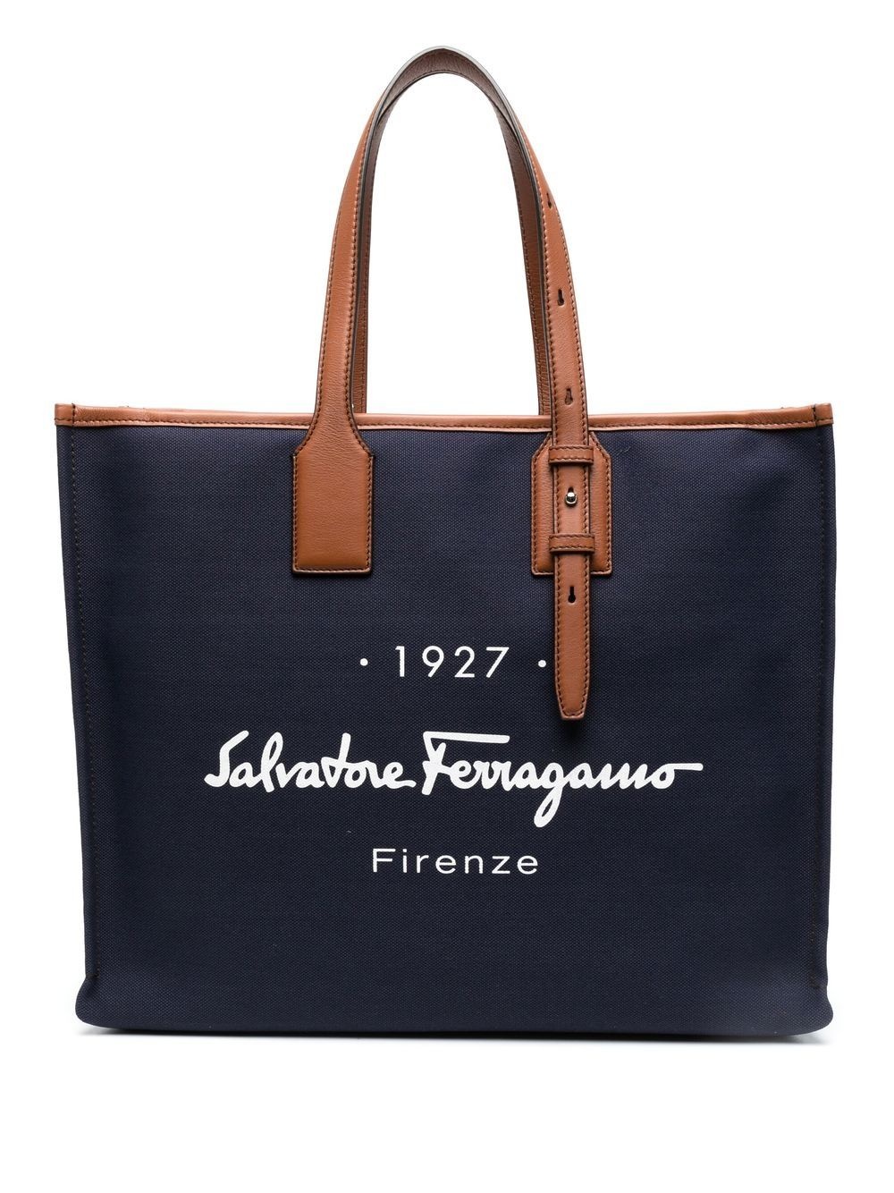 logo-print canvas tote bag - 1