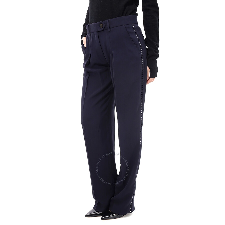 Victoria Beckham Ladies Midnight Slim Front Pleat Pants - 4