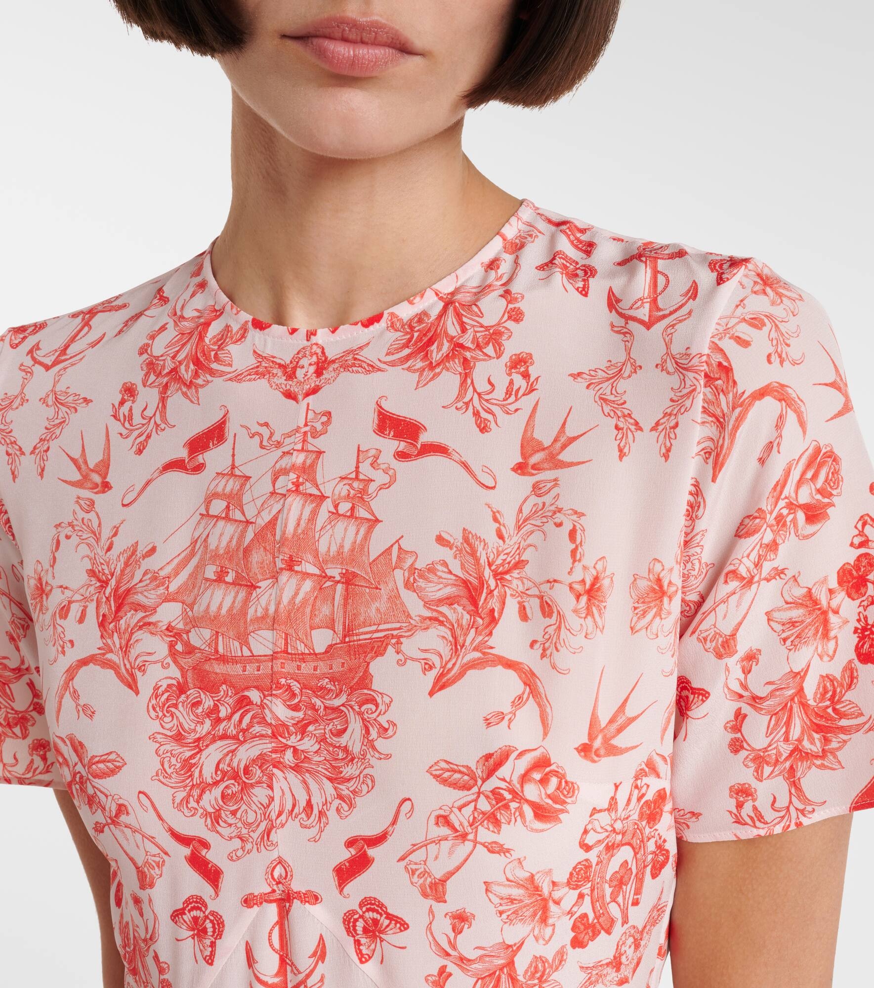 Printed silk crêpe midi dress - 4