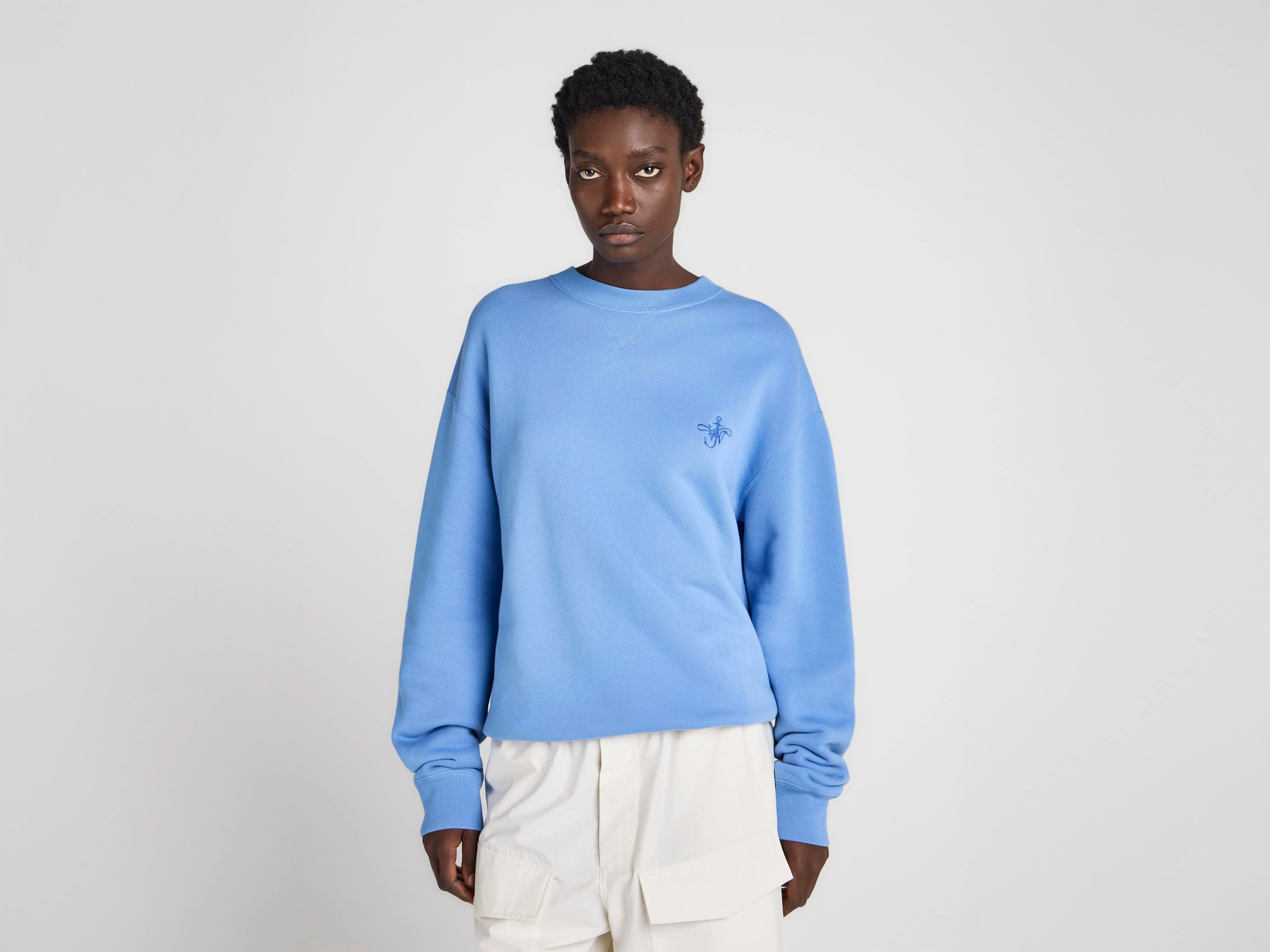 WOMENS RIBBON ANCHOR SWEATSHIRT IN WASHED BLUE - 1