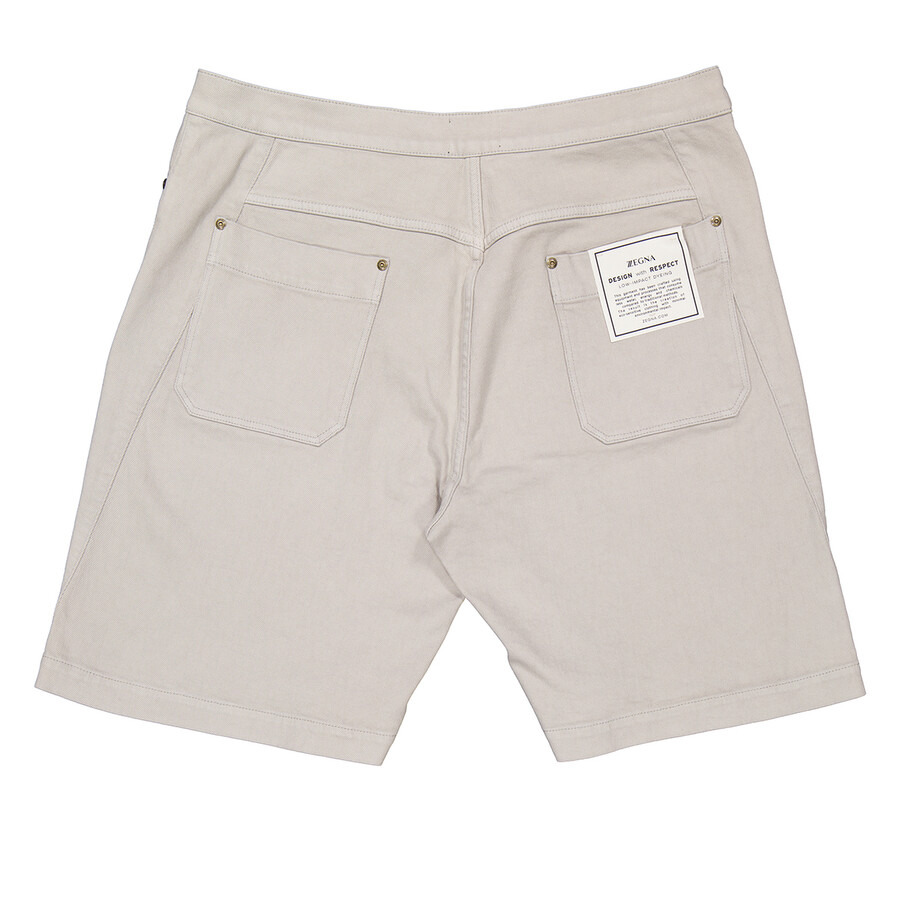Zegna Beige Cotton Twill Shorts, Brand Size 54 ( US Size 38 ) - 7